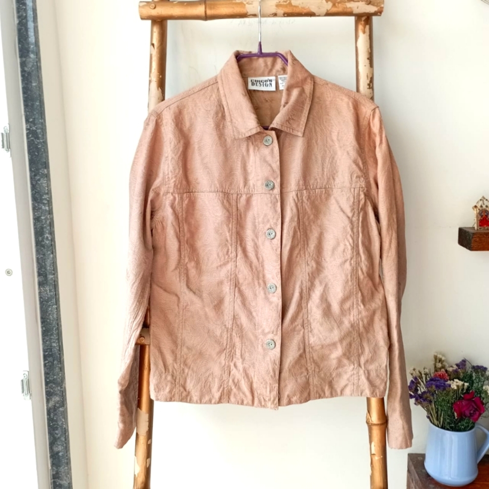 ♥️ Paisley Light Pink and Tan Jacket - Picture 1 of 16